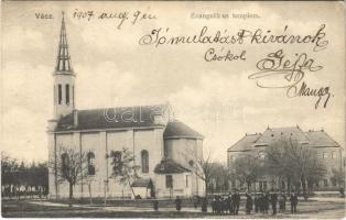 1907 Vác, Evangélikus templom. Rosenbaum J. Henrik kiadása (EB)
