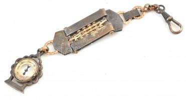 Régi lánc, kulcstartó, zsebóralánc iránytűvel 14,5 cm