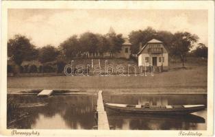 1929 Veresegyház, Fürdőtelep, csónak. Hangya szövetkezet kiadása (EK)