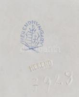 Herendi rózsás gyertyatartó, kézzel festett, jelzett, lepattanásokkal, d: 11 cm