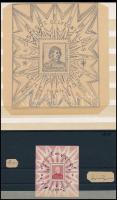 1934 LEHE blokk érdekes lemezhibákkal + a blokkról készült korabeli rajz