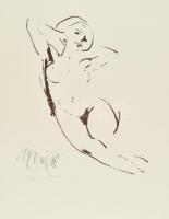 Gyémánt László (1935-): Akt. Szitanyomat, papír, jelzett, művészpéldány E.A./Ex. jelzéssel, 65x49 cm / László Gyémánt (1935-): Lying nude. Screenprint on paper, signed, 65x49 cm