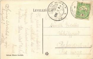 1908 Balatonfüred, Part részlet, "BAROSS" gőzös a kikötőben, gőzhajó, csónakok. Grüner Sim...