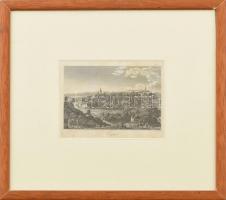 cca 1850 Eger városa acélmetszet, papír, paszpartuban, üvegezett keretben, 9x14 cm