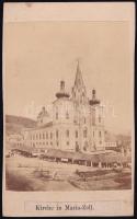cca 1865 Mariazell, templom, keményhátú fotó Nicolaus Kuss műterméből, 10,5×6 cm / Mariazell, Austria, basilica, vintage photo