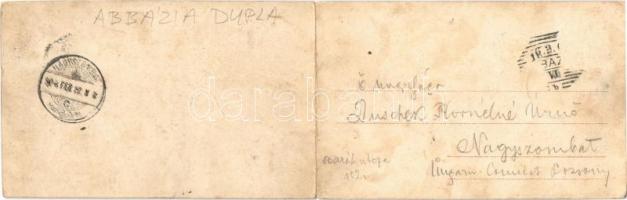 1904 Abbazia, Opatija; Kikötő. Két részes kihajtható panorámalap / port. 2-tiled folding panoramcard...