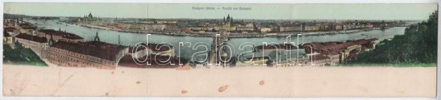 Budapest, Látkép Budáról. Három részes kihajtható panorámalap / 3-tiled folding panoramcard (fl)