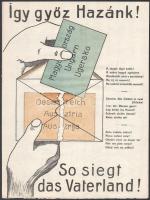 1921 Így győz Hazánk! színes propaganda plakát a Soproni népszavazás idejéből, litográfia, 31,5×23,5 cm / Hungarian propaganda poster for the Sopron referendum, lithography, 31×23 cm