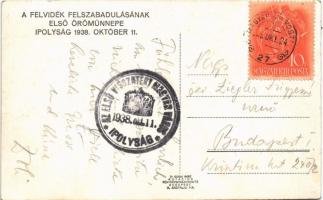 1938 Ipolyság, Sahy; Október 11. emlék a bevonuláskor / entry of the Hungarian troops+ "1938 AZ...