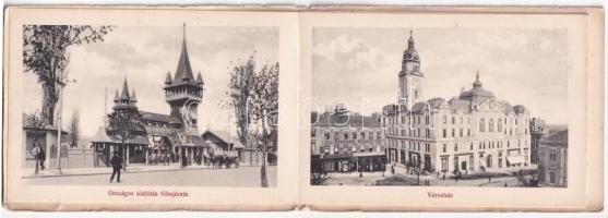 Pécsi-emlék, Steiner Simon üzlete, építkezés, Országos Kiállítás főbejárata - Leporello 4 képpel (no...