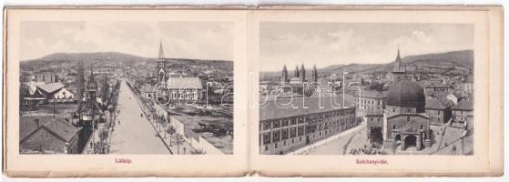 Pécsi-emlék, Steiner Simon üzlete, építkezés, Országos Kiállítás főbejárata - Leporello 4 képpel (no...