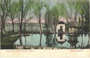1913 Aranyosmarót, Zlaté Moravce; Gróf Erdődy-Migazzy kastély park, tó. Brunczlik I. kiadása / castle park with lake (EK)
