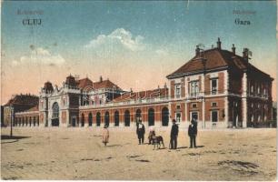 Kolozsvár, Cluj; Gara / Pályaudvar, vasútállomás. Vasúti levelezőlapárusítás 1. sz. 1918. / railway station + 1940 Kolozsvár visszatért So. Stpl. (szakadás / tear)