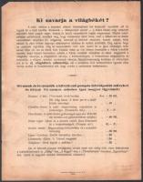 cca 1935 "Ki zavarja a világbékét?" antiszemita propaganda nyomtatvány gúnyrajzokkal a béc...