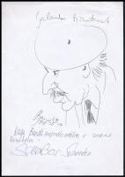 cca 2008 Galambos Szilveszter (1927-2018) humorista fénymásolt portréja, rajta saját kézzel írt soraival
