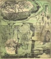 Balogh László (1930-2002): Öreg fa. Rézkarc, papír, jelzés nélkül. Hátoldalán feliratozott. Üvegezett fa keretben, 20,5x17,5 cm