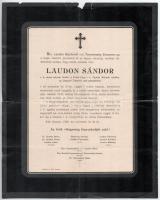 1900 Ungvár, Laudon Sándor (1828-1900) gyászjelentése, szakadásokkal
