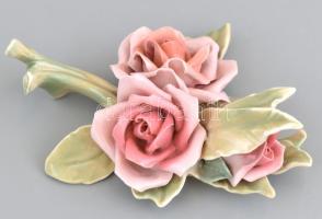 Ens porcelán rózsa, kézzel festett, jelzett, hibátlan, m: 12x15 cm