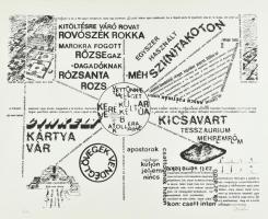 Bujdosó Alpár (1935-2021): Kitöltésre váró rovat.... Szitanyomat, papír, jelzett, művészpéldány E.A. jelzéssel, 42x57 cm