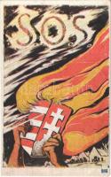 SOS! Kiadja Magyarország Területi Épségének Védelmi Ligája / Hungarian irredenta propaganda, Trianon, coat of arms s: Tary