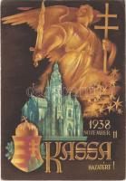 1938 November 11. Kassa hazatért! Magyar címeres irredenta / Kosice, Hungarian irredenta art postcard with coat of arms + So. Stpl (EK)