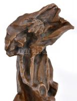 R. Kiss Lenke (1926 - ): Balatoni szél. Bronz, jelzés nélkül, kő talapzaton, m: 16,5 cm, m: 33,5 cm ...