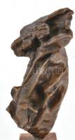 R. Kiss Lenke (1926 - ): Balatoni szél. Bronz, jelzés nélkül, kő talapzaton, m: 16,5 cm, m: 33,5 cm ...