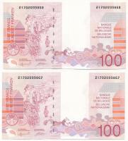 Belgium 1995. 100Fr (2x) sorszámkövetők "21702099867 - 21702099868" T:I 
Belgium 1995. 10...