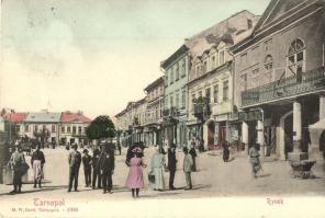 Ternopil, Tarnopol; Rynek / market, street view, the shops of Salomon Leinberg, M. Peller, Markus W. Bard (Rb)