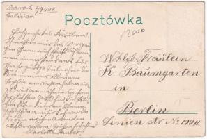 Ternopil, Tarnopol; Rynek / market, street view, the shops of Salomon Leinberg, M. Peller, Markus W....