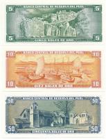 Peru 1974. 5S + 1976. 10S + 1977. 50S T:I 
Peru 1974. 5 Soles de Oro + 1976. 10 Soles de Oro + 1977...
