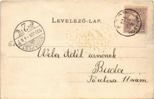 1900 Szob, Dunapart, csónakázók, templom. Hegedűs Lajos kiadása (EK)