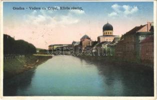 1940 Nagyvárad, Oradea; Körös részlet, zsinagóga / Vedere cu Crisul / Cris riverside, synagogue (EK)