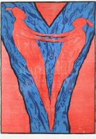 Kalmár István (1949-): Összeolvadás, 1996. Szitanyomat, papír, jelzett, művészpéldány E.A. 2/2 számozással. Üvegezett keretben. 57,5×41,5 cm