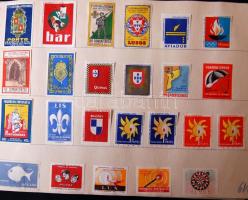 1430 db külföldi gyufacimke szépen rendezve