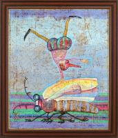 Pálfy István "Putyu" (1955-): Vándorcirkusz. Olaj, vászon, jelzett. Fa keretben. 60×50 cm ...