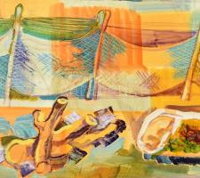 Józsa János (1936-2016): Szicília, 1971. Olaj, vászon, jelzett. Fa keretben, 50×70 cm / János Józsa ...