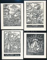 4 db ex libris (pl. Szoboszlai Mata János), fametszet, papír, 13×9,5 cm