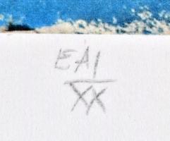 Aknay János (1949-): Festőangyal. Computer print, merített papír, jelzett, művészpéldány E.A. I/XX s...