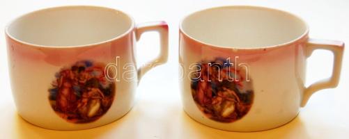 XX. század derekán készült 2 db Zsolnay porcelán füles pohár