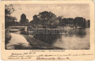 1905 Budapest XIV. Városliget, Széchenyi-sziget, csónak. Ganz Antal 29. (ázott / wet damage)