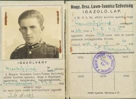 1936 Magy. Orsz. Lawn-Tennisz Szövetszég fényképes igazolvány + 1953-54 MÁV fényképes igazolvány ugy...