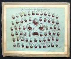 1910 Pécsi Katholikus Legényegylet tablóképe 29x23 cm