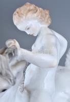 Herendi nagyméretű amazon, Lőte Éva tervei alapján készült, színesen festett porcelán figura. Jelzet...