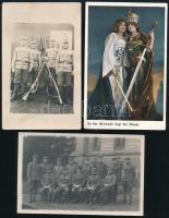 6 db katonai fotólap és képeslap + 2 fotó