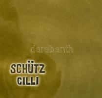 Schütz Cilli fali dísztál. Színes mázakkal festett fajansz. Öblében leopárdcápa korallok között. Jel...