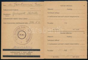 1949 Bizonyítvány szakszervezeti tanfolyamok hallgatói részére, Dr. Szentannai Ervin budapesti ítélő...