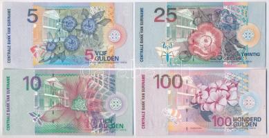 Suriname 2000. 5G + 10G + 25G + 100G T:I,I-
Suriname 2000. 5 Gulden + 10 Gulden + 25 Gulden + 100 G...