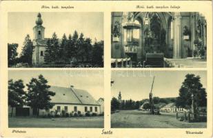 1943 Szete, Setich, Kubanovo; Római katolikus templom és belseje, plébánia, utca / Catholic church interior, street, parish (EK)