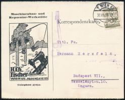 1928 H. Ch. Fischer Maschinenbau- und Reparatur-Werkstätte. Wien VII. Seidengasse 20. / Viennese engineering and repair workshop / Bécsi mérnöki és javítóműhely reklámja (gyűrődések / creases)